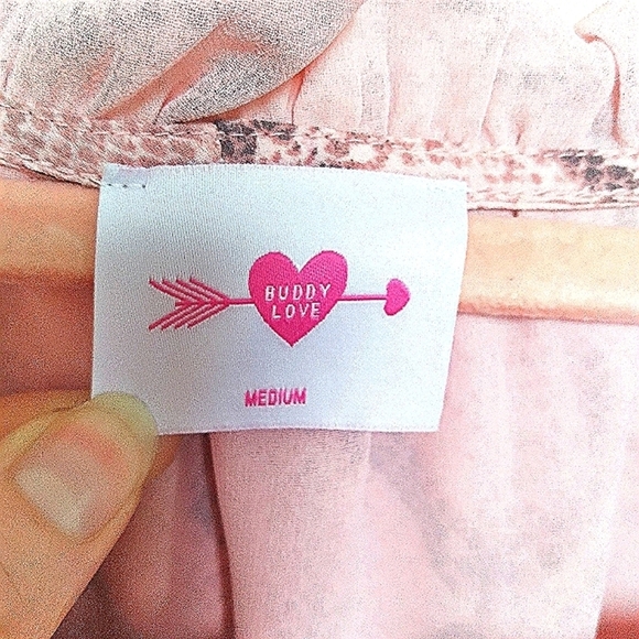 Buddy Love Ray Pink Snakeskin Elastic Waist Short Sleeve Mini Dress Size Medium - Picture 11 of 12